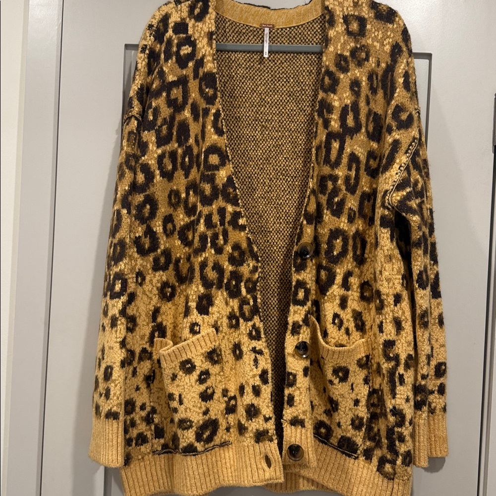 Free People Cheetah Print Cardigan